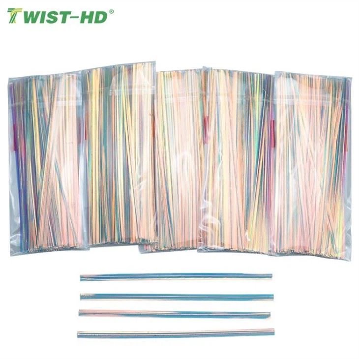 Competitive Price 8 cm 10 cm Golden Pre-cut Metallic Bread Bag Twist Tie